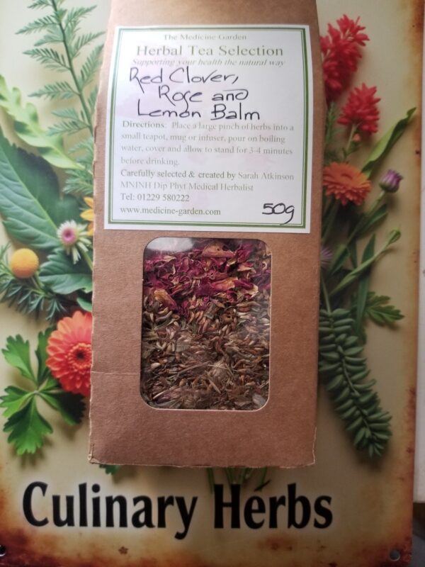 Cooling & Calming Herbal Tea – Red Clover, Rose & Lemon Balm (50g)